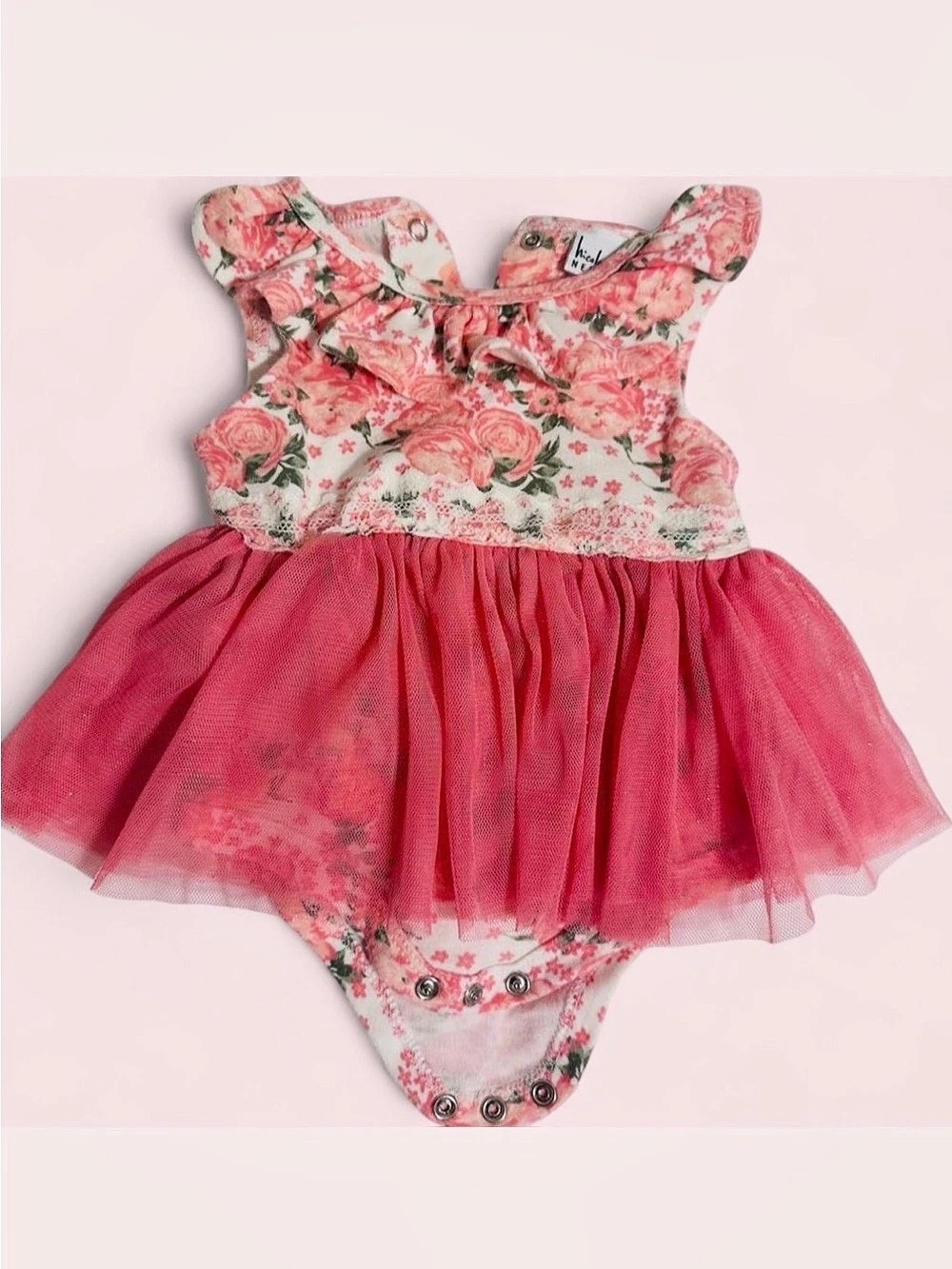 Nicole Miller Floral Pink Tulle Baby Dress